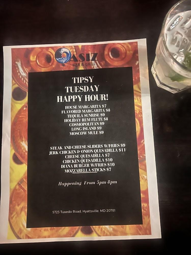Oasiz Bar & Grill Menu image 1